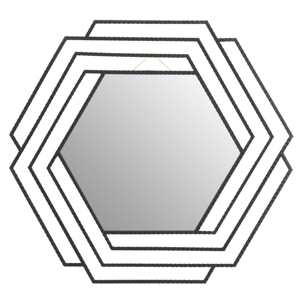 Beauly Black Finish Hexagonal Wall Mirror