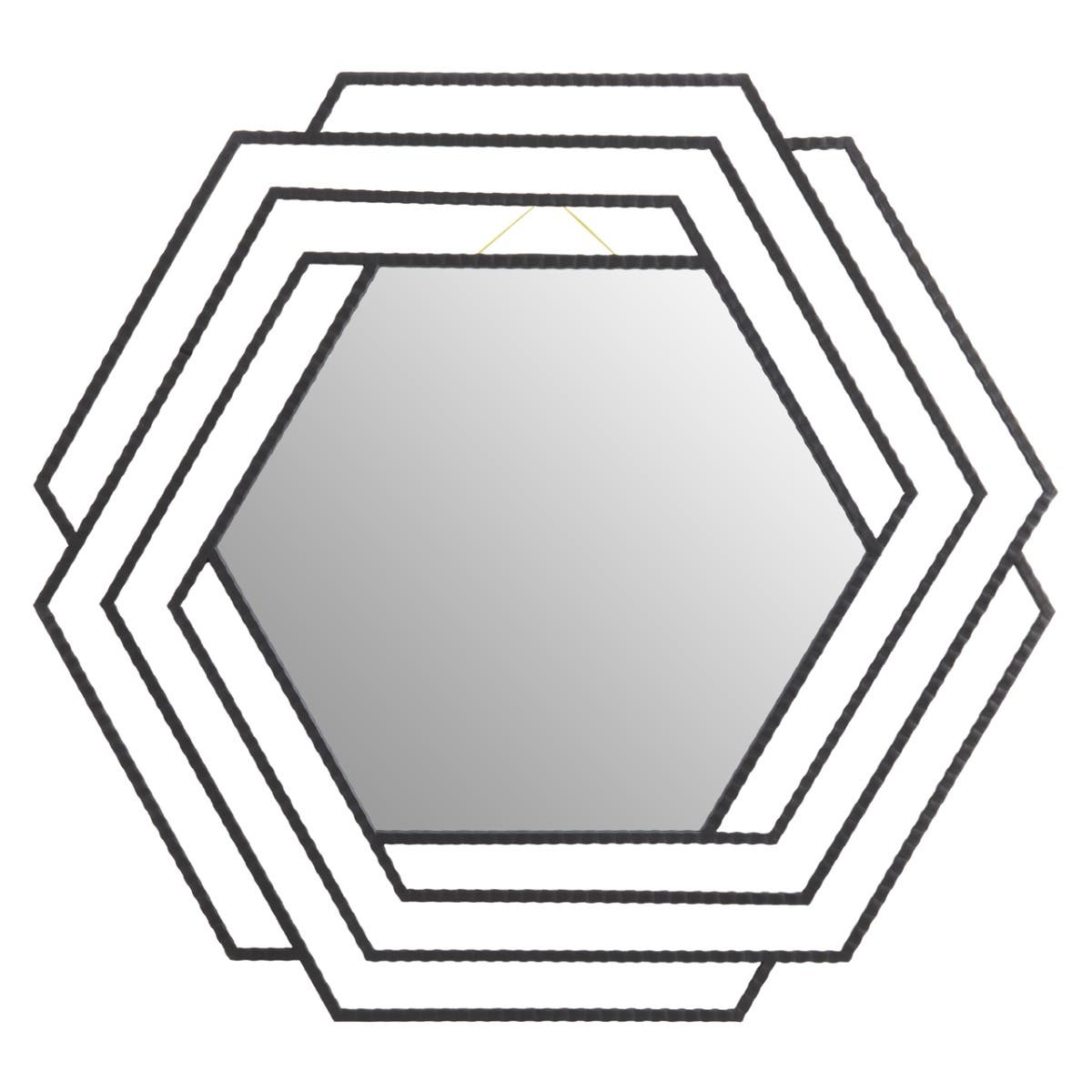 Beauly Black Finish Hexagonal Wall Mirror