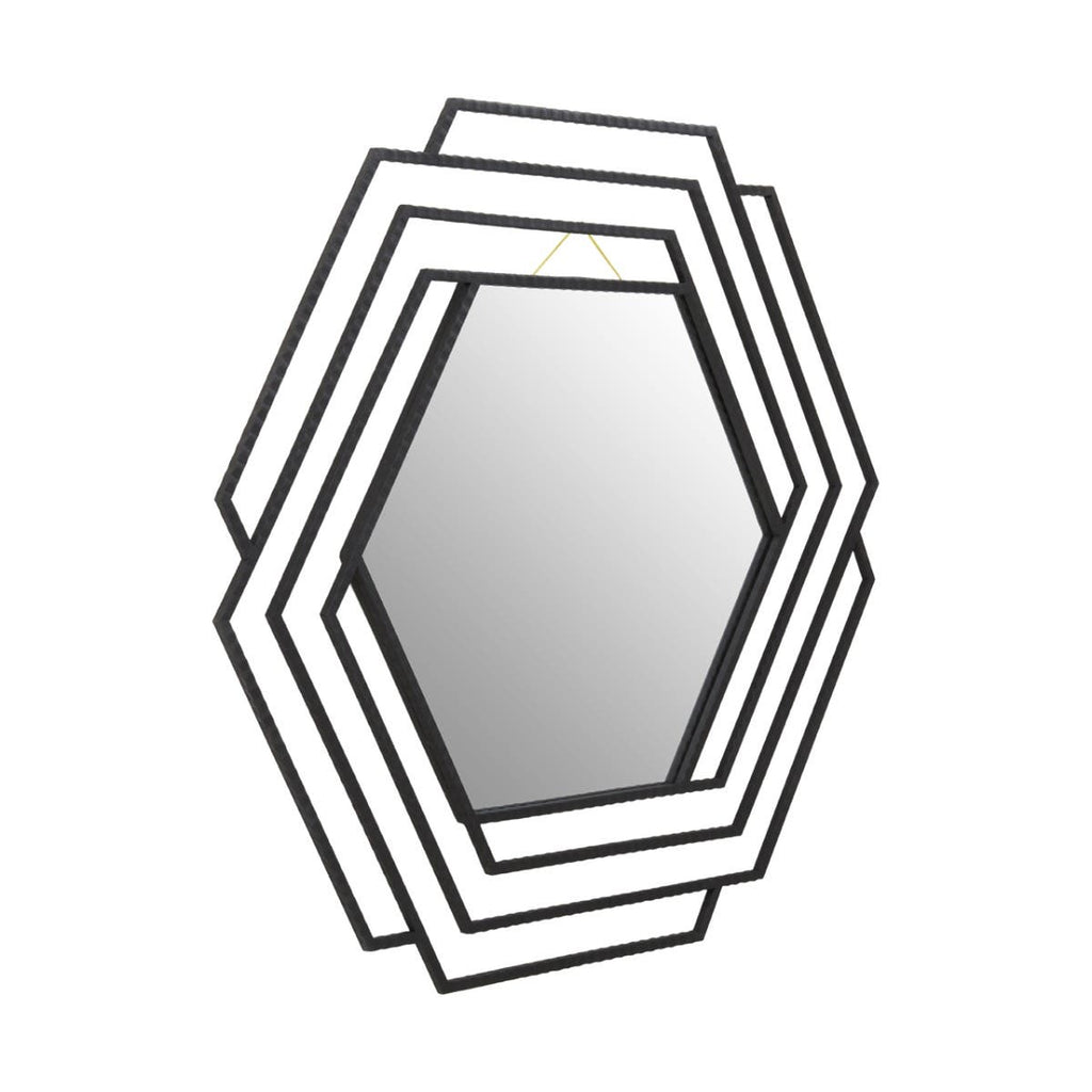 Beauly Black Finish Hexagonal Wall Mirror