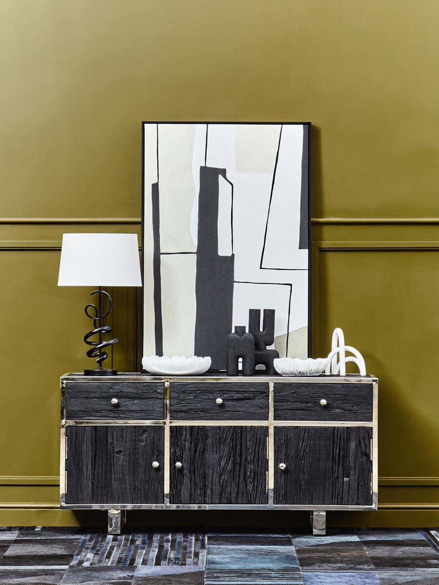 Zavi Matte Black Squiggle Table Lamp