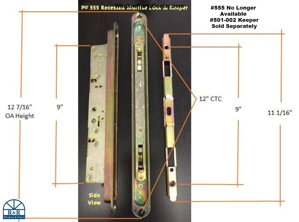 555 - AmesburyTruth 2 Point Recessed Mortise Lock with pocket face plate - Discontinued See Product Description for Replacement Option