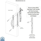 555 - AmesburyTruth 2 Point Recessed Mortise Lock with pocket face plate - Discontinued See Product Description for Replacement Option