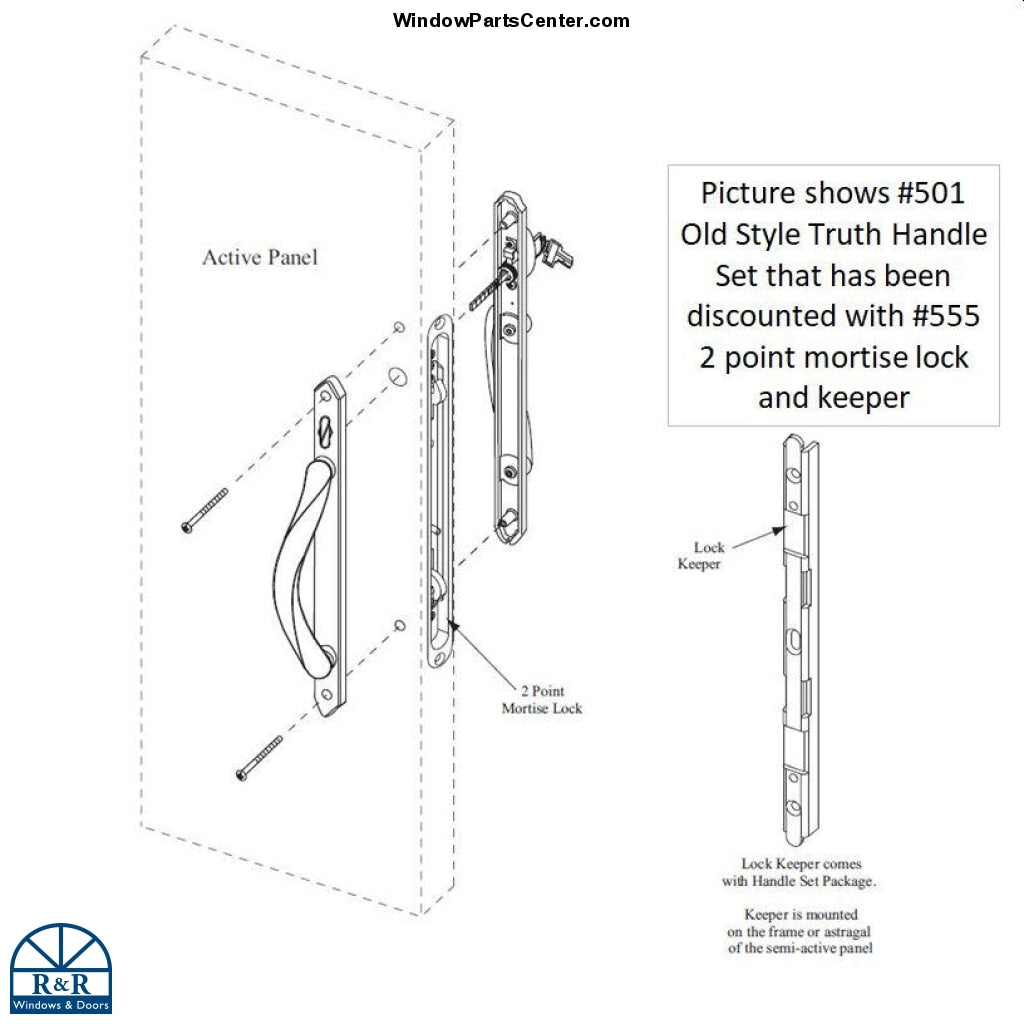 555 - AmesburyTruth 2 Point Recessed Mortise Lock with pocket face plate - Discontinued See Product Description for Replacement Option