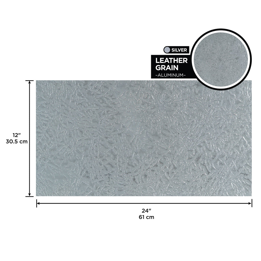 12 in. x 24 in. x .020 in. Silver Aluminum Sheet Leathergrain