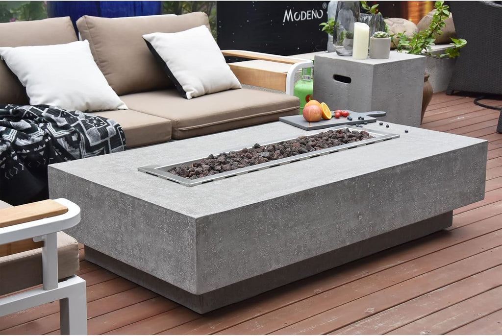 Hampton 56 x 32-Inch Concrete Outdoor Fire Pit Table