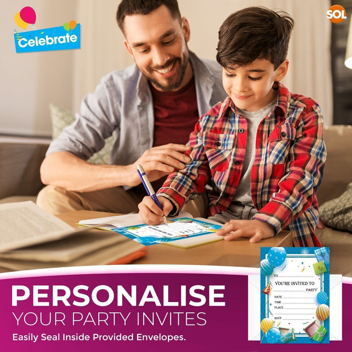 Kids Birthday Party Invitations with Envelopes – 28 Pack