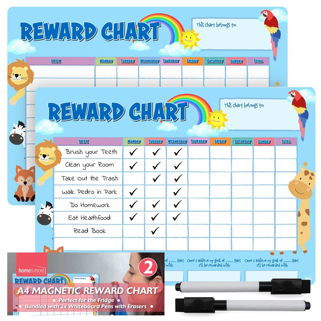 Magnetic Reward Chart for Kids | Behaviour & Chore Tracker | 2 Pack