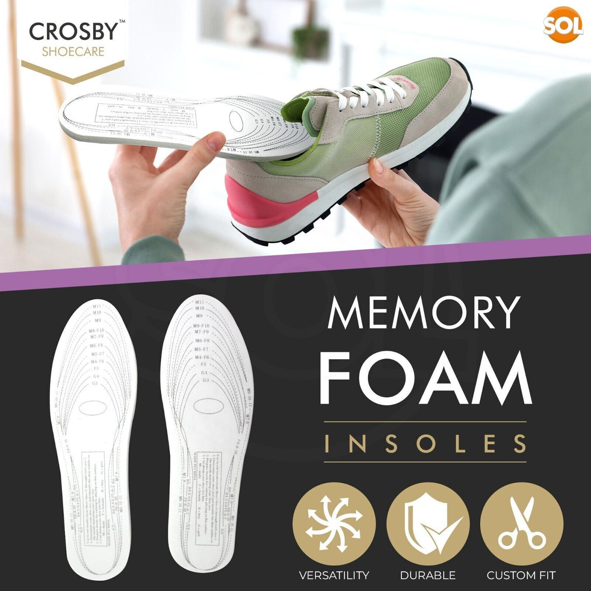 Memory Foam Insoles | Orthopaedic Shoe Pads | Sizes 4-11