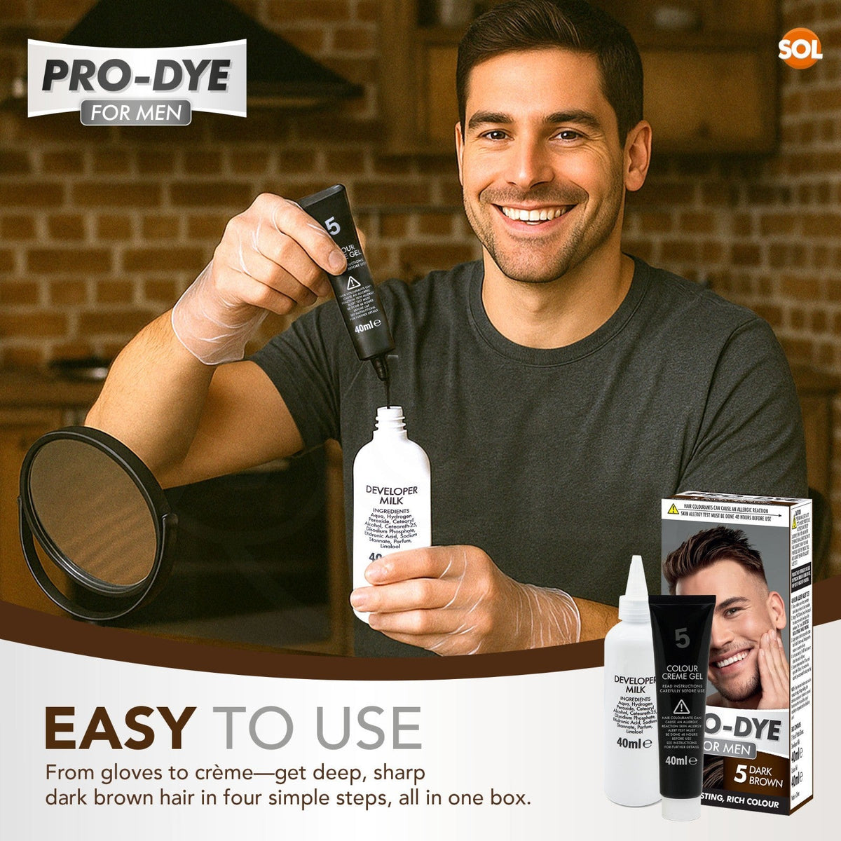 Pro-Dye Dark Brown Hair Dye | Long Lasting Permanent Colour | 2 Pack