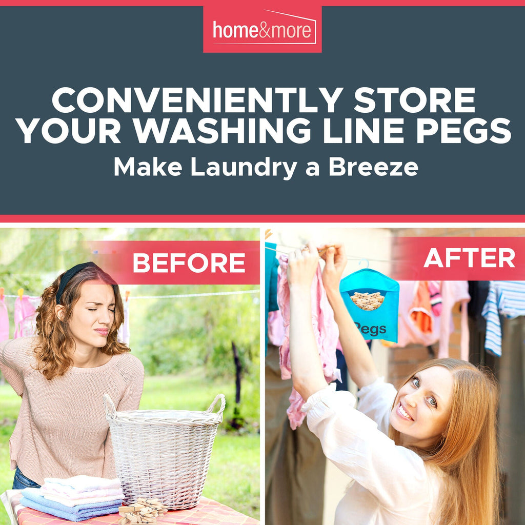 Fabric Clothes Peg Bag with Hanger | Laundry Storage | 2 Pack