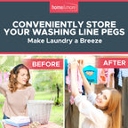 Fabric Clothes Peg Bag with Hanger | Laundry Storage | 2 Pack