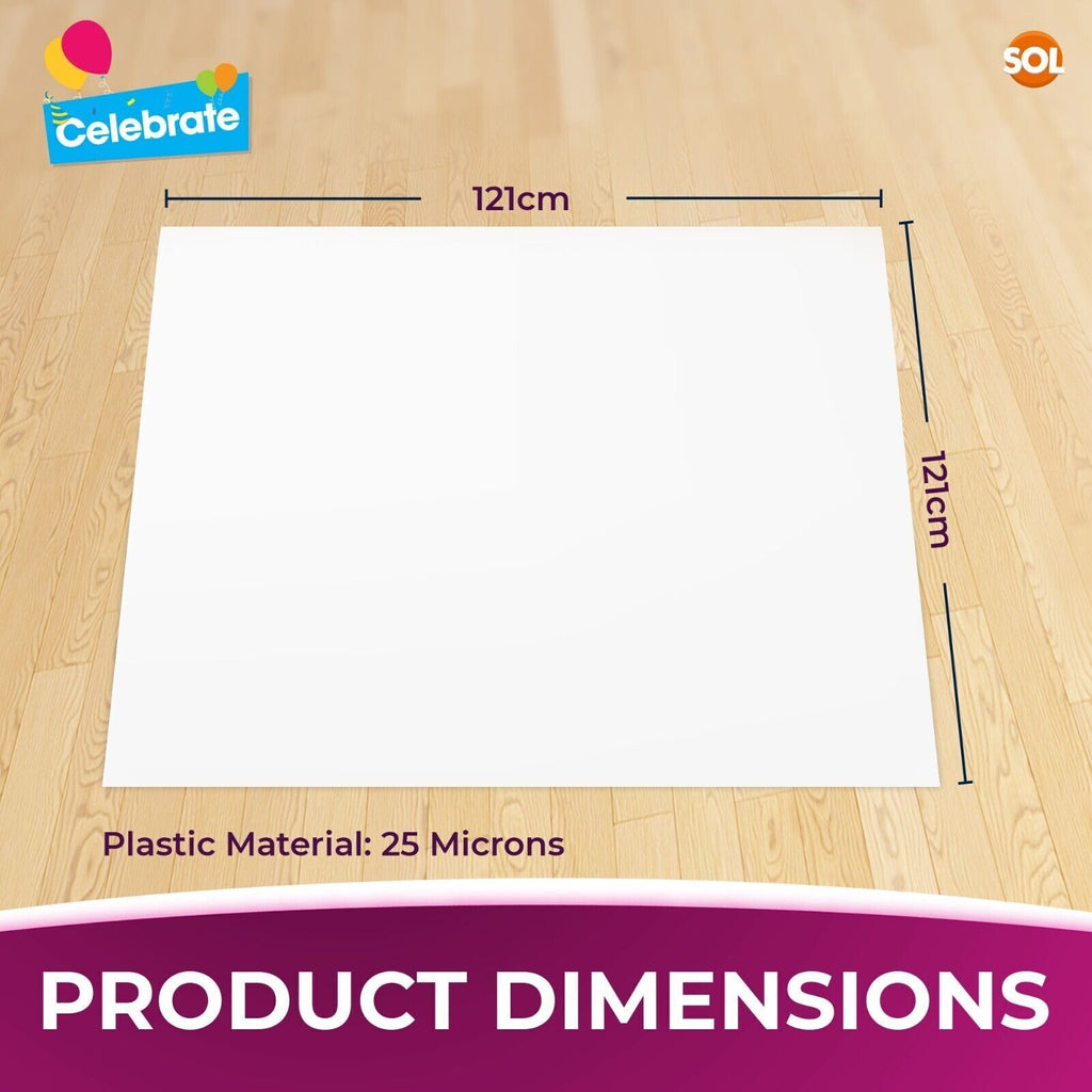 White Plastic Square Table Covers 121x121cm | Disposable Wipe Clean Party Cloth | 12 Pack
