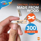 Mini Wooden Pegs 25mm | Craft Wedding Photo Hanging Clips | 300 Pack