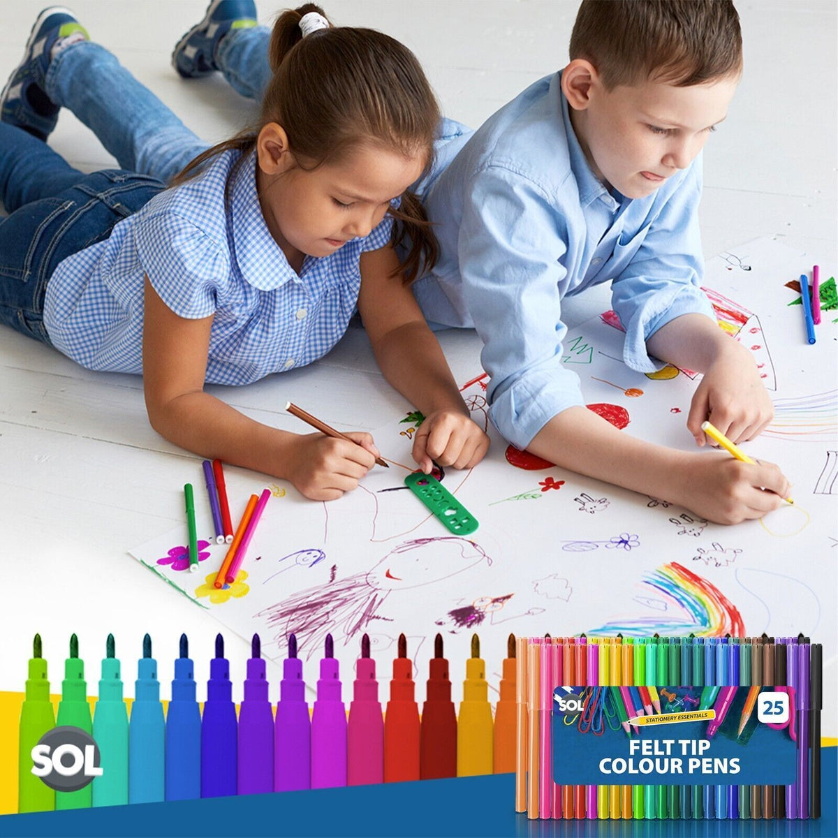 Felt Tip Pens | Fine Fibre Drawing Colouring School | 600 Pack