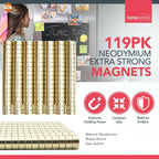 Small Strong 6mm & 3mm Magnets For Fridge & Whiteboard | Neodymium Round | 119 Pack