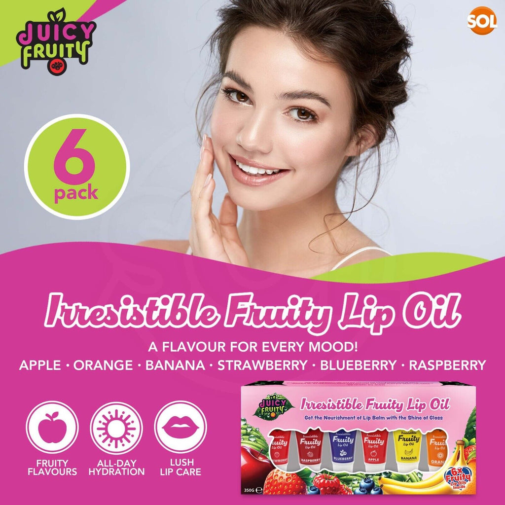 Lip Oil Fruit Set | Hydrating Clear Gloss Balm | 6 Pack