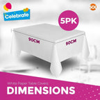 White Paper Table Cloth Square Disposable Party Tablecloth | 15 Pack