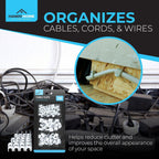 SOL 100pk Cable Clips 6mm,9mm, 12mm Wire Holders for Cables Cord Organisers Wall Mount Fixings Plastic Fasteners for Home Office Desk Television Computer Wiring Management Tidy Installation DIY Use