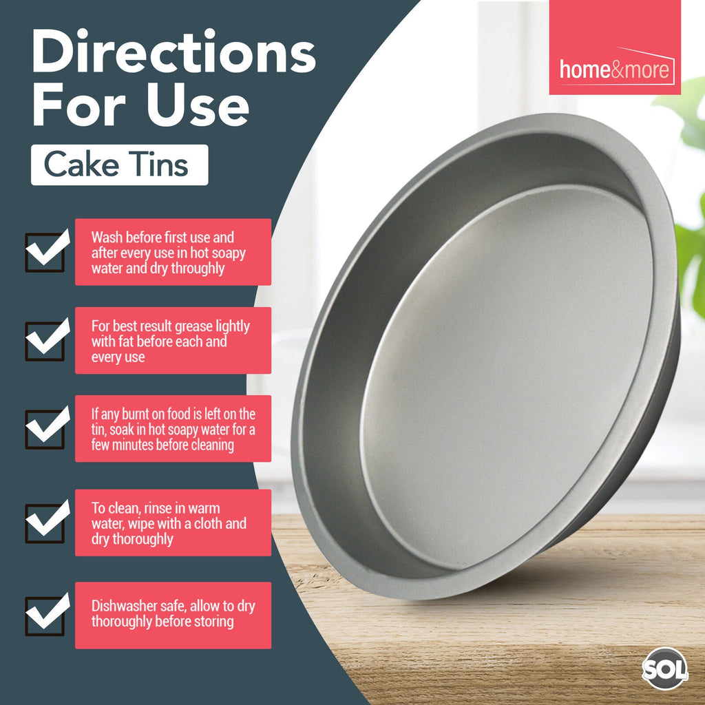 Cake Tin 8 Inch Round 20cm x 3.5cm Baking Pan | 2 Pack