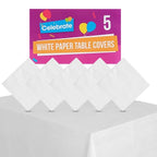 White Paper Table Cloths Square | Disposable Party Covers | 5 Pack