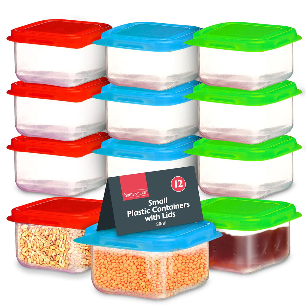 Mini Plastic Storage Containers | Clear Small Boxes | 12 Pack