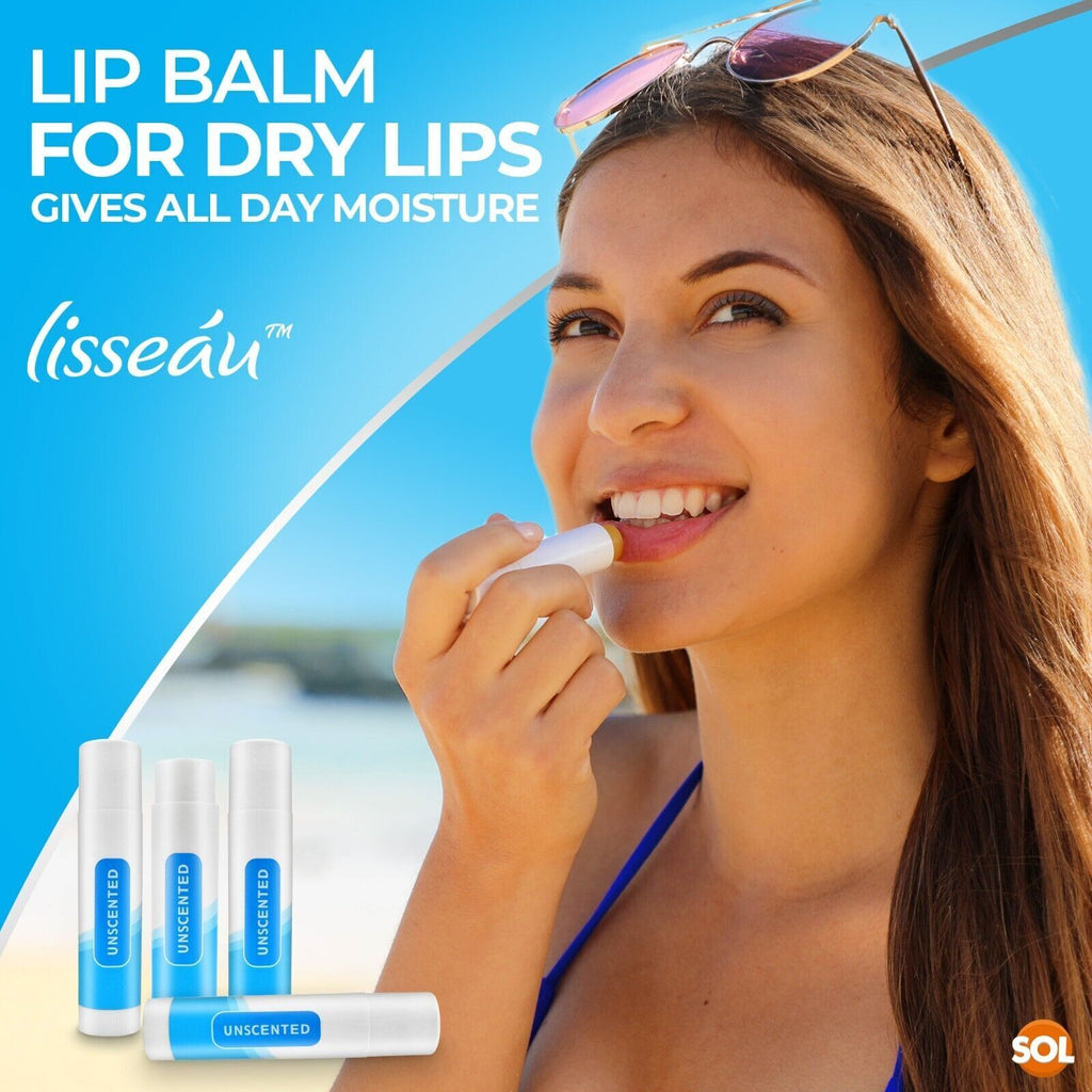 SOL Unscented Lip Balm Multipack - Moisturiser & Hydrating Lipbalm for Men and Women, Repair for Dry, Chapped Lips With Vitamin E, Long-Lasting Lip Care Sticks for Home, Office, or On-the-Go Use