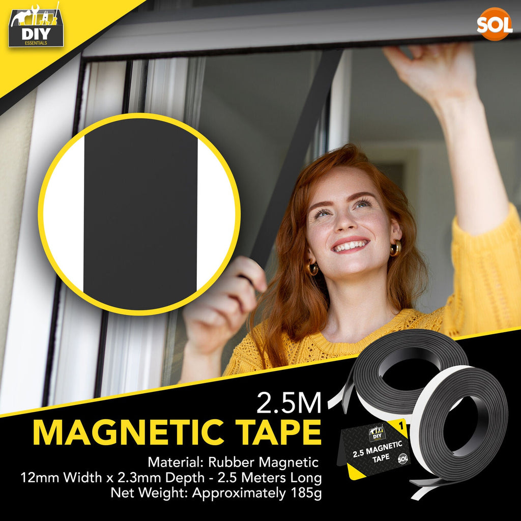 Magnetic Tape 2.5Mx12mmx2mm | Self Adhesive Flexible Magnet Strip | 2.5M