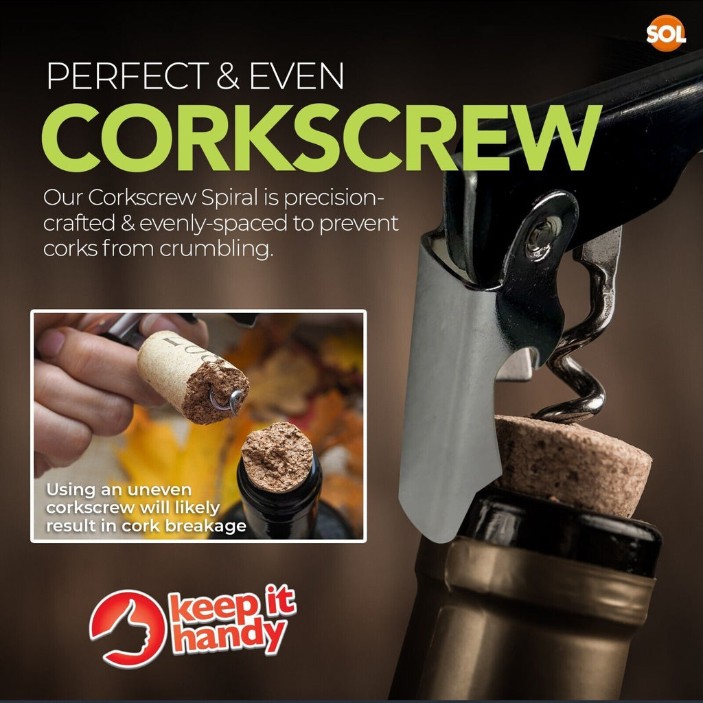 Metal Bottle Opener | Corkscrew & Beer Cap Remover Waiter’s Tool