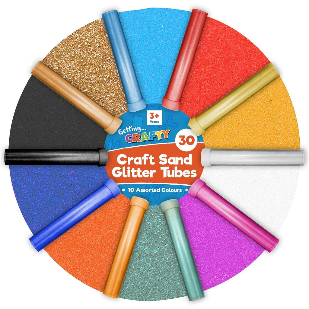 Coloured Craft Sand & Glitter Set 30 Pot Tubes Assorted