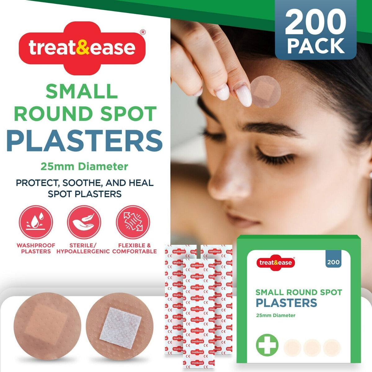 Round Spot Plasters 2.5cm Washproof First Aid | 400 Pack