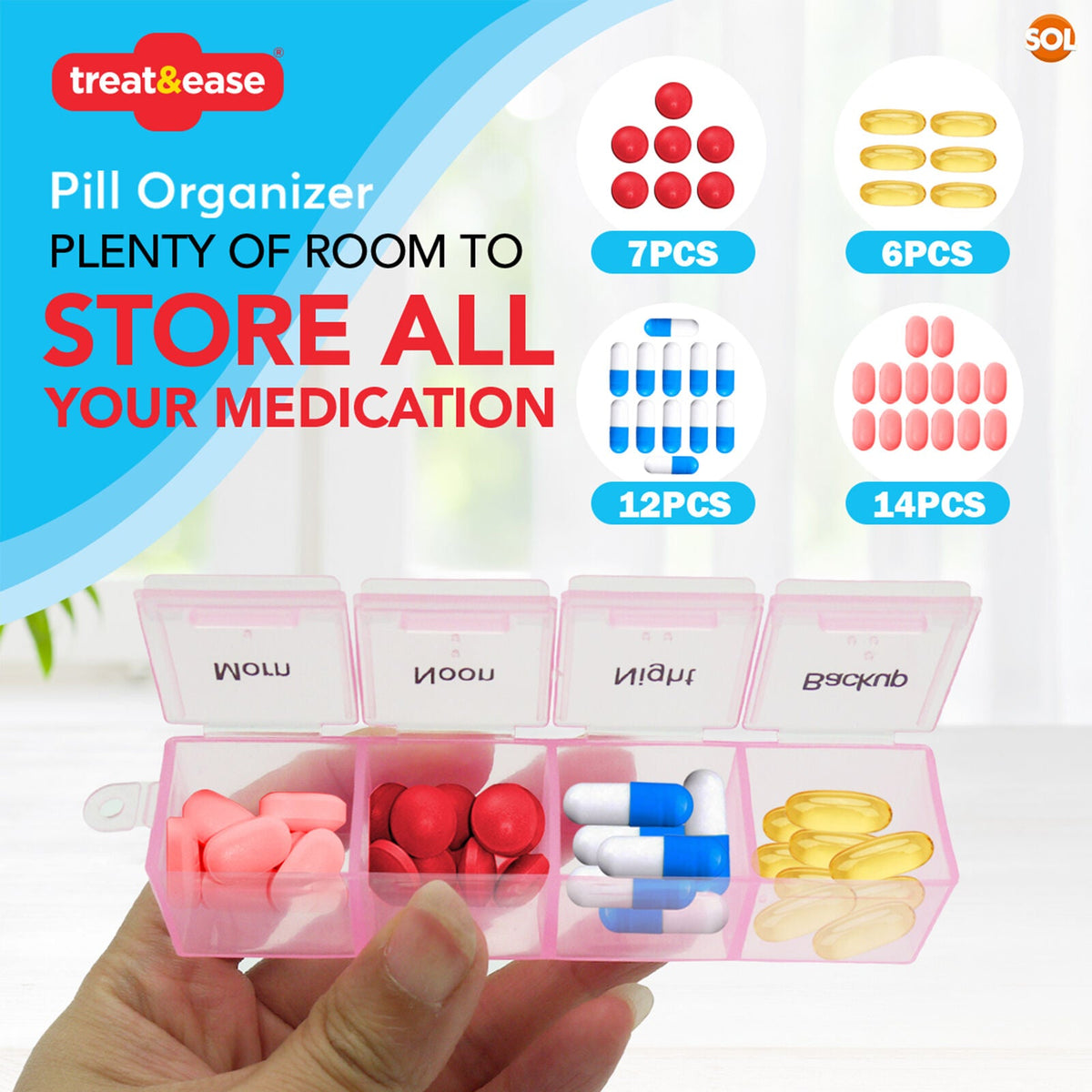 Large Capacity Pill Organiser | Weekly 7 Day AM PM Backup