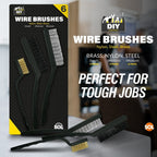 Wire Brush Set Steel Brass Nylon | Cleaning Rust Paint | 6 Pack