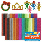 Glitter Pipe Cleaners 15cm | Chenille Craft Stems for Arts & Crafts | 240 Pack