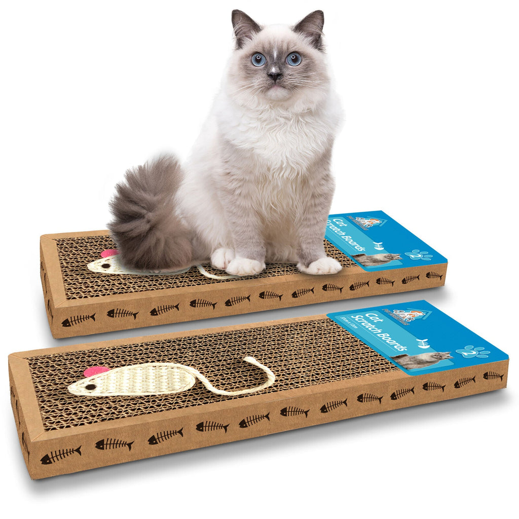 Cat Scratcher Pads | Cardboard Mat Bed & Toy | 2 Pack