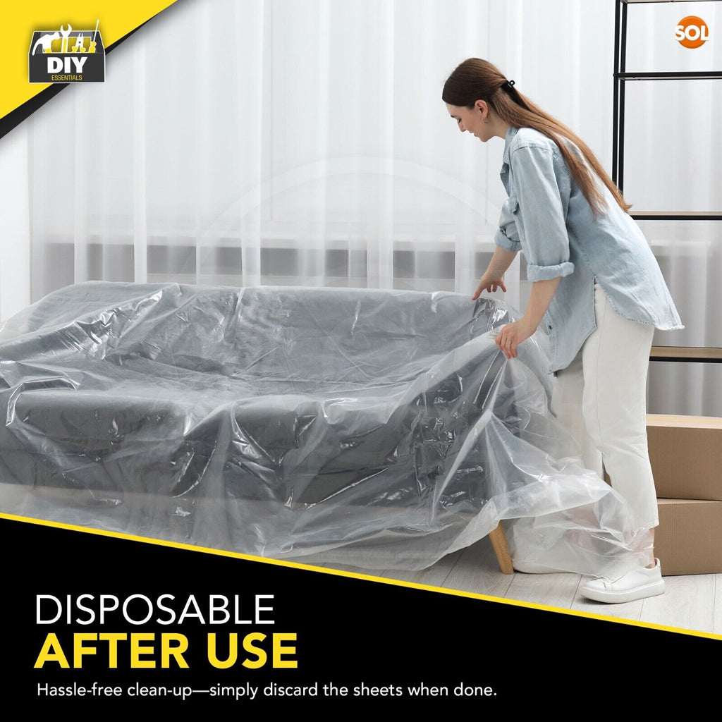 Heavy Duty Clear Dust Sheets 3.6M Decorating Polythene Covers | 6 Pack