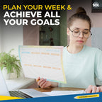 SOL Weekly Planner Pad for Scheduling & Time Management, 52 Sheets Tear-Off Design, 27x19cm Oraganises Schedules, Academic Planning, Personal Journal & Meal Plans, Ideal for Desk, Office and Home Use