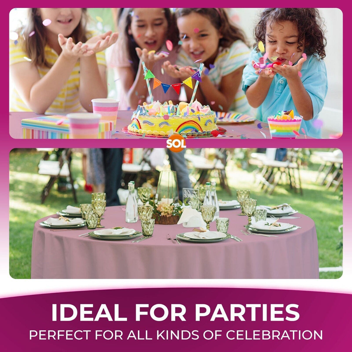 Plastic Table Covers Round 1.4M | Disposable Wipe Clean Party Cloth | 3 Pack