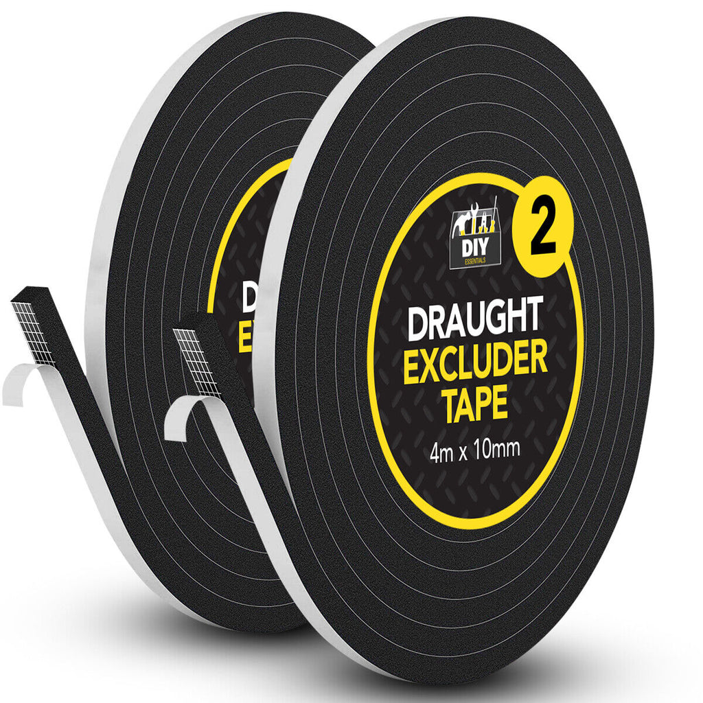Foam Weather Strip Draught Excluder 4m | Door Window Seal Tape | 2 Pack