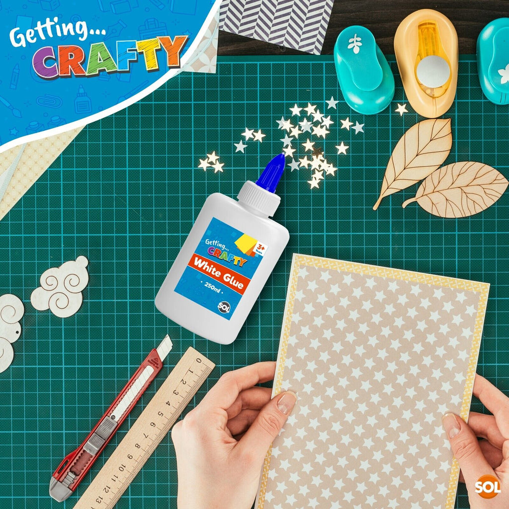 White PVA Glue 250ml School Craft DIY Adhesive | 3 Pack