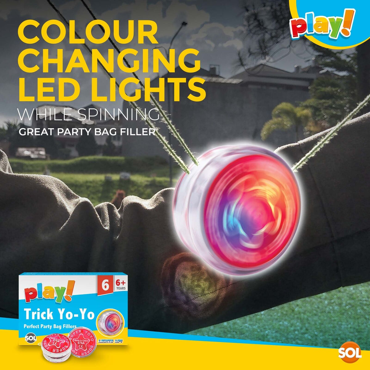 Professional YoYo Light Up Kids Toy Pro Stunt Trick Flashing Clutch Yo Yo | 6 Pack