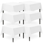 White Plastic Square Table Covers 121x121cm | Disposable Wipe Clean Party Cloth | 6 Pack
