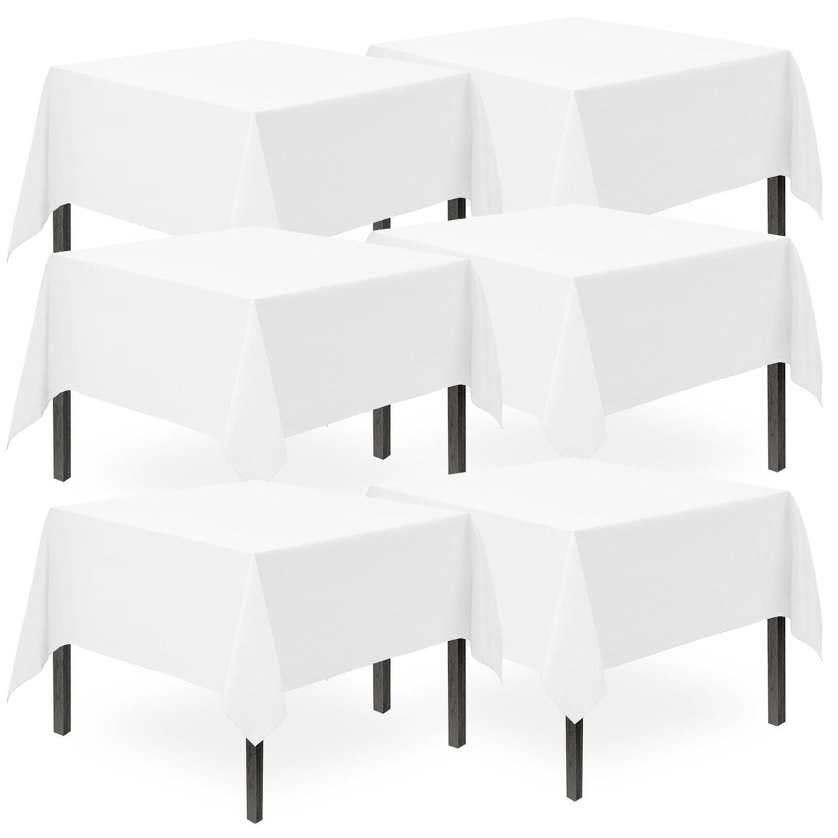 White Plastic Square Table Covers 121x121cm | Disposable Wipe Clean Party Cloth | 6 Pack