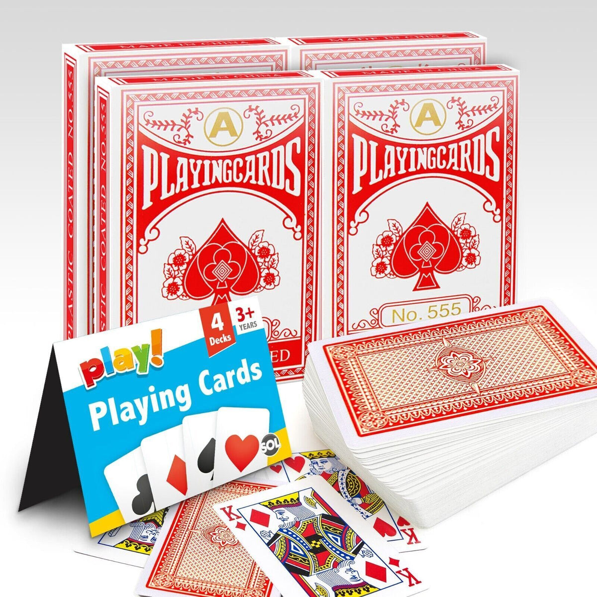 Playing Cards | Plastic Coated Professional Poker Deck | 4 Pack