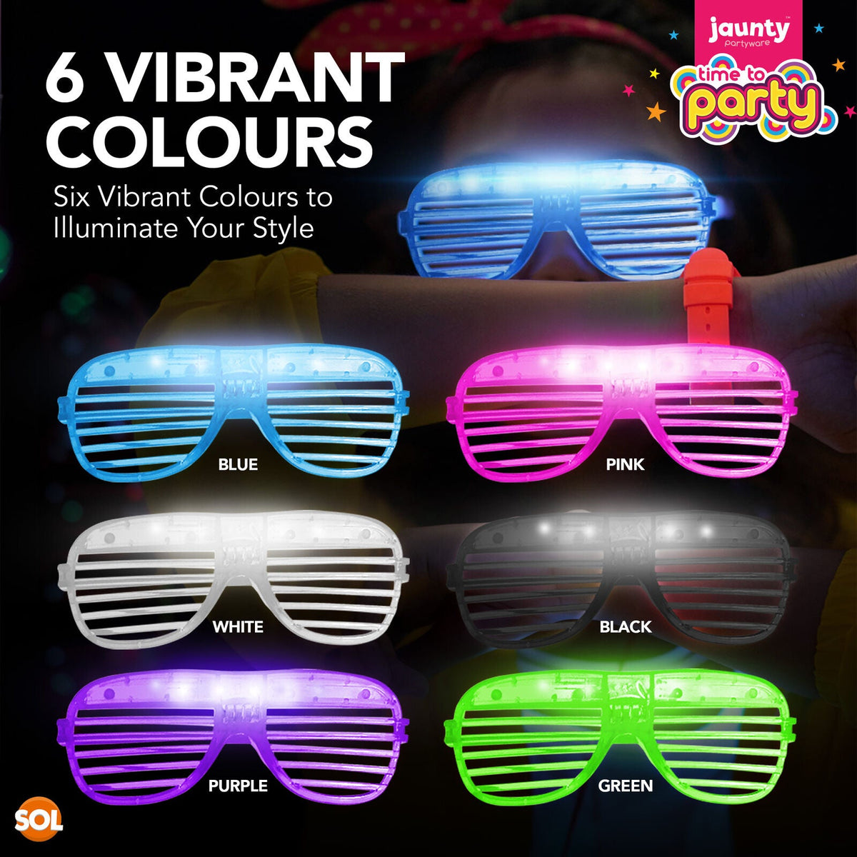 Flashing Party Glasses LED Neon Shutter Shades Rave | 48 Pack