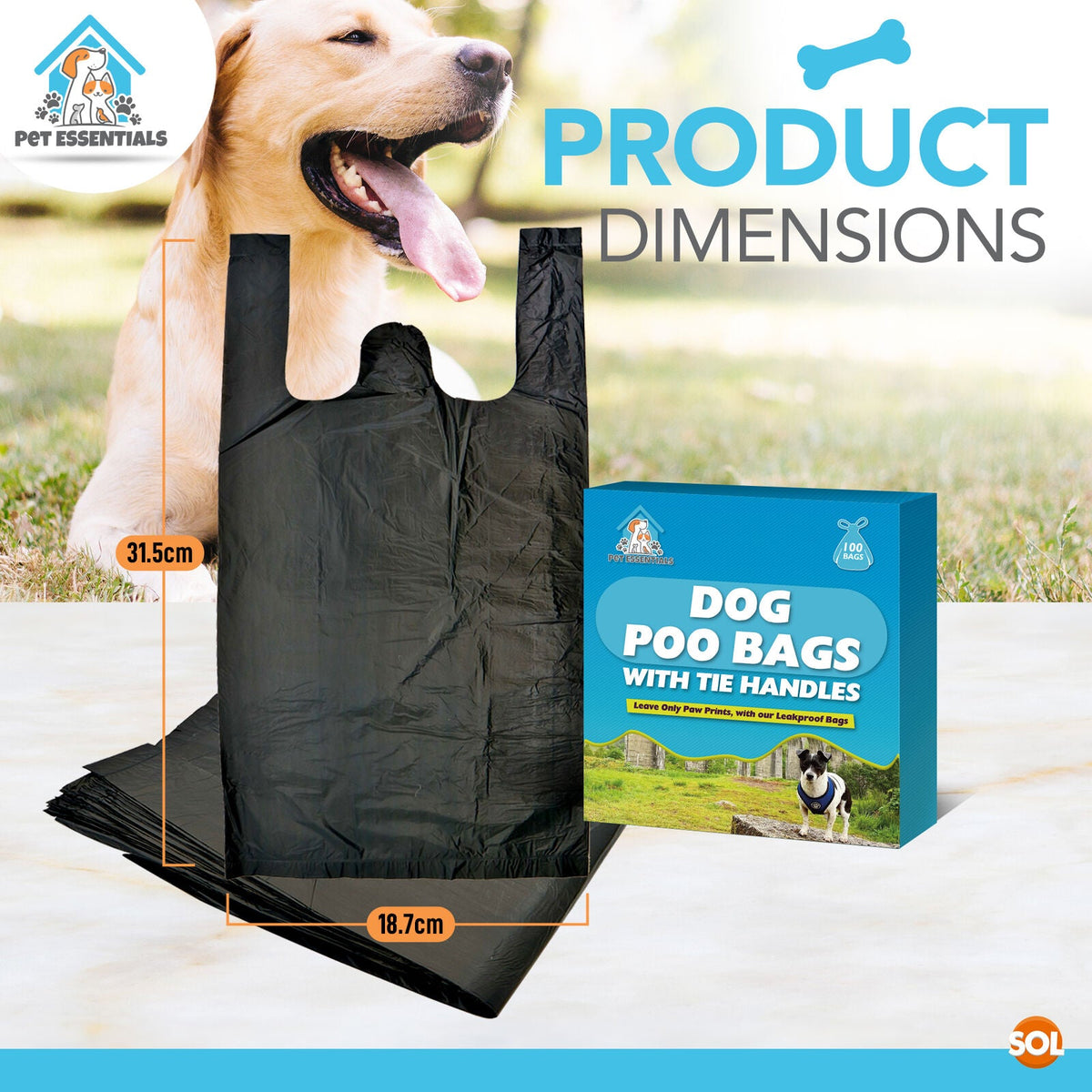 Doggy Bags | Extra Strong Easy Tie Pet Waste Bags | Large