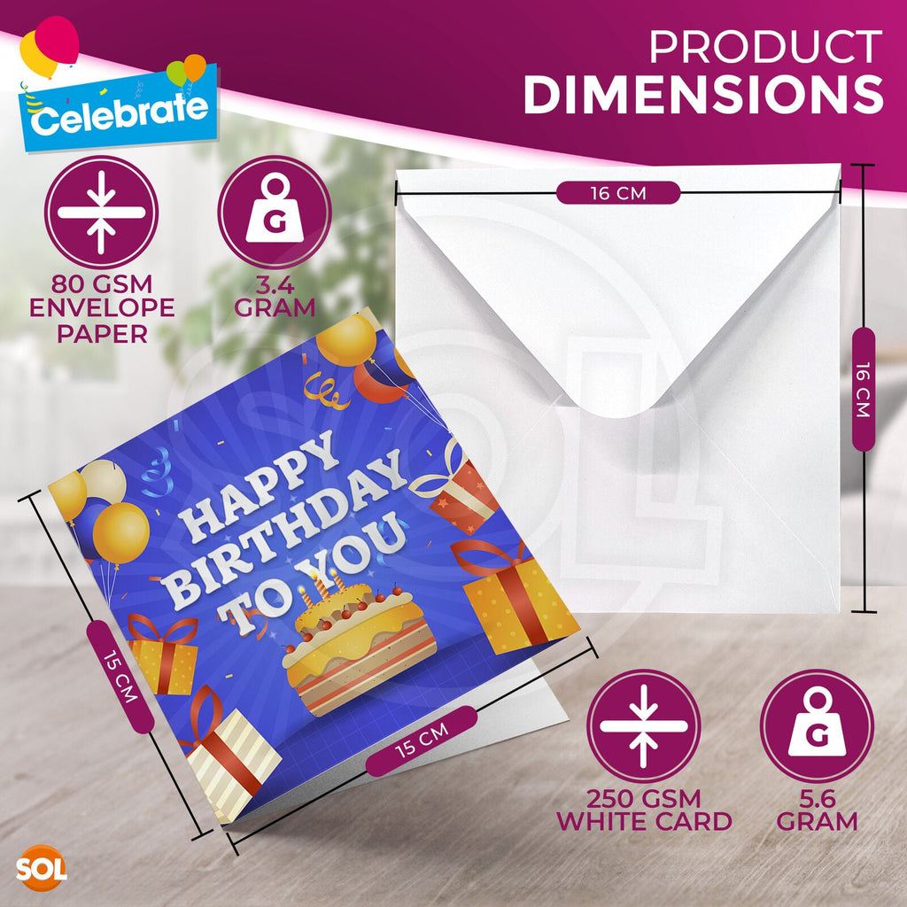 Happy Birthday Cards Mixed Pack | Male & Female Designs with Envelopes | 20 Pack
