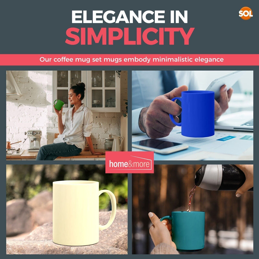 Multi Coloured Ceramic Mugs 330ml Set of 12