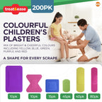 Children's Plasters Washproof Fun Designs Assorted Sizes | 200 Pack