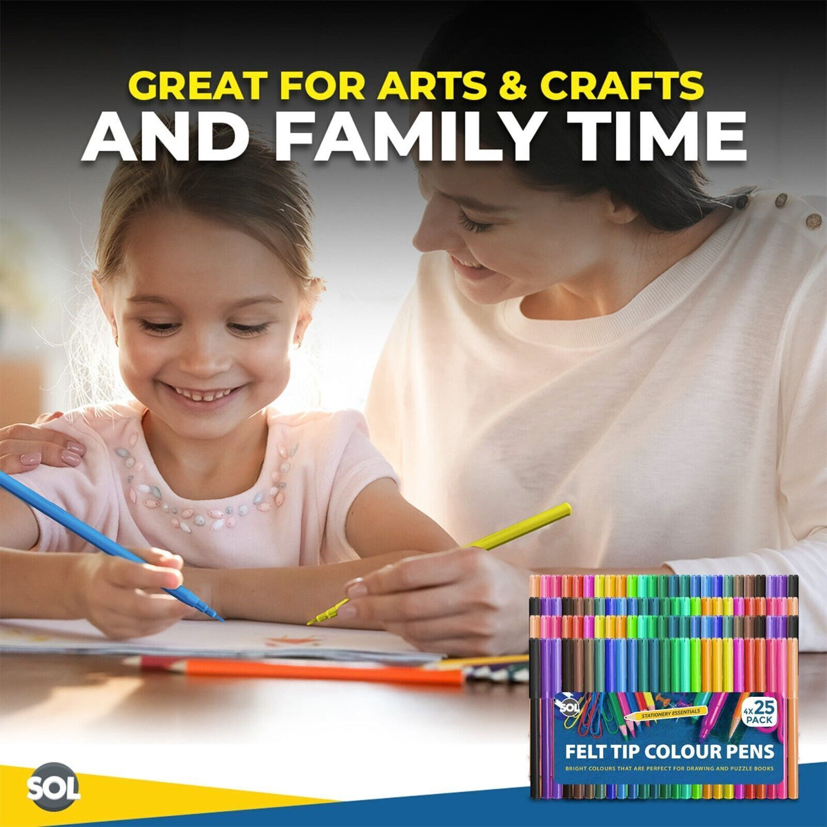 Felt Tip Pens | Fine Fibre Art, School & Craft | 100 Pack