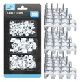 SOL 100pk Cable Clips 6mm,9mm, 12mm Wire Holders for Cables Cord Organisers Wall Mount Fixings Plastic Fasteners for Home Office Desk Television Computer Wiring Management Tidy Installation DIY Use